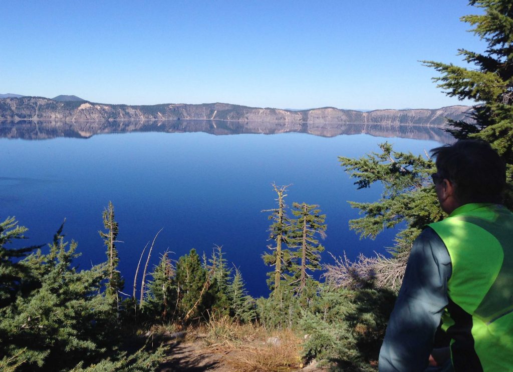 Mark enjoying the spectacular view of Crater Lake