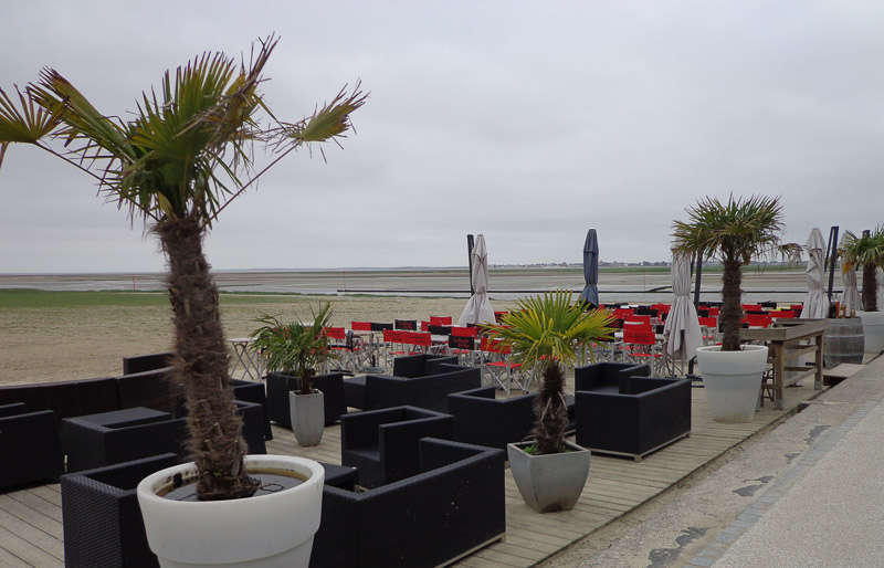Outdoor beach restaurant completely deserted
