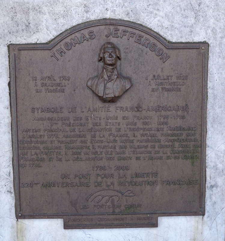 Plaque in Calais paying homage to Thomas Jefferson